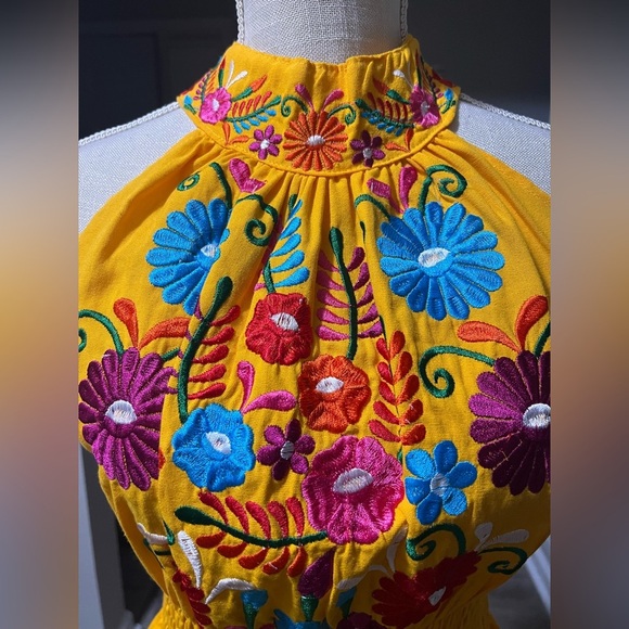 Vibrant Yellow Embroidered Dress- M - Picture 5 of 10